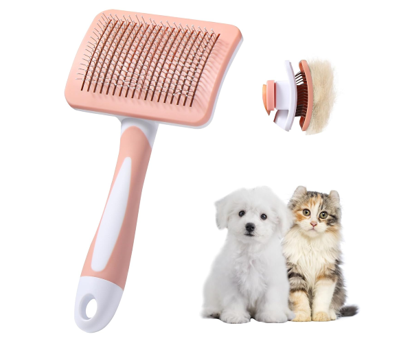 Vinabo Hundebürste, Katzenbürste, Haustier Selbstreinigende Zupfbürste, Entfernt Unterwolle, Hundebürsten für Unterwolle, Haarentferner