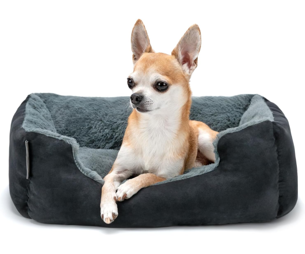 dog7 Hundebett mit Wendekissen Größe S Grau/Schwarz